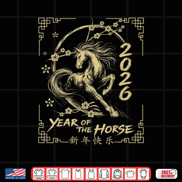 Design Lunar Year of The Horse Chinese New Year 2026 Men Women Kids Shirt