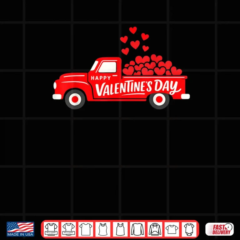 Classic Red Truck Happy Valentine's Day Farmhouse Hearts Shirt 4 Design Classic Red Truck Happy Valentines Day Farmhouse Hearts Shirt