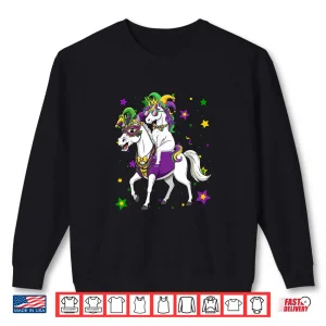 Unicorn Riding Horse Mardi Gras Beads Masked Jester Hat Shirt 1 Sweatshirt Unicorn Riding Horse Mardi Gras Beads Masked Jester Hat Shirt