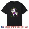 Unicorn Riding Horse Mardi Gras Beads Masked Jester Hat Shirt