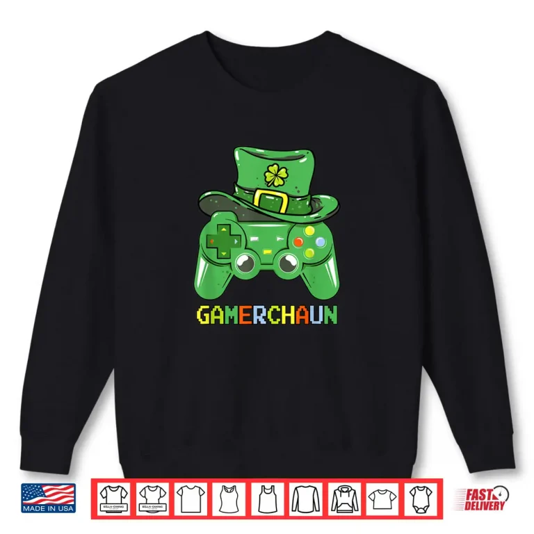Sweatshirt Video Game Leprechaun St Patricks Day Gamer Kids Boys Gaming Shirt