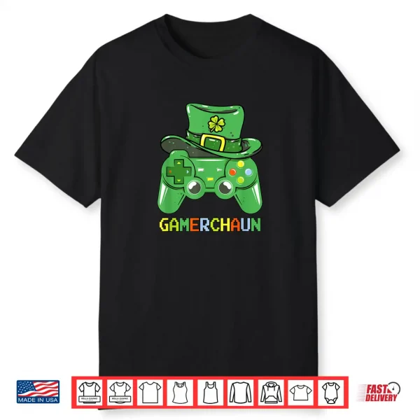 Video Game Leprechaun St Patricks Day Gamer Kids Boys Gaming Shirt