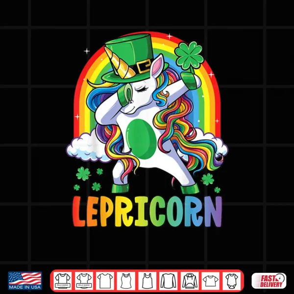 Design St Patricks Day Girls Dabbing Unicorn Leprechaun Lepricorn Shirt