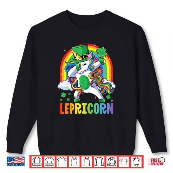 Sweatshirt St Patricks Day Girls Dabbing Unicorn Leprechaun Lepricorn Shirt