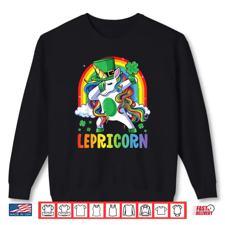 Sweatshirt St Patricks Day Girls Dabbing Unicorn Leprechaun Lepricorn Shirt