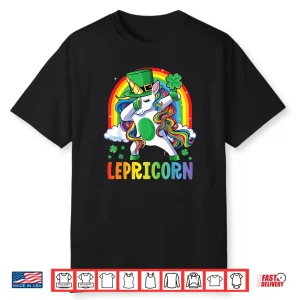St Patricks Day Girls Dabbing Unicorn Leprechaun Lepricorn Shirt