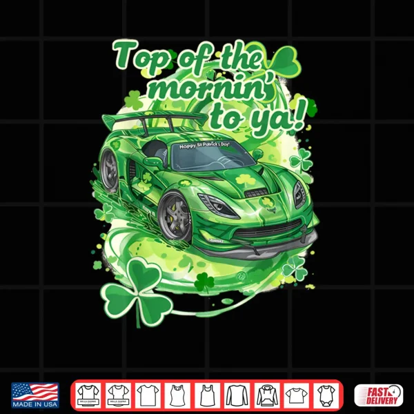 Design Saint Patricks Day Sports Car Racecar Green for Boys Shirt