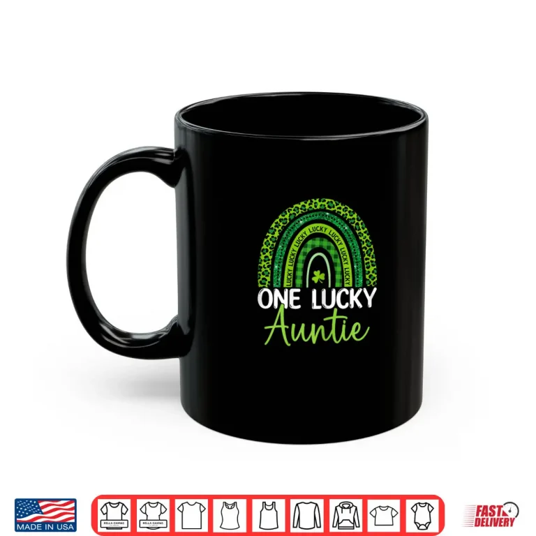 One Lucky Auntie Rainbow Leopard Saint Patrick's Day Shirt 3 Mug One Lucky Auntie Rainbow Leopard Saint Patricks Day Shirt