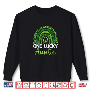 Sweatshirt One Lucky Auntie Rainbow Leopard Saint Patricks Day Shirt