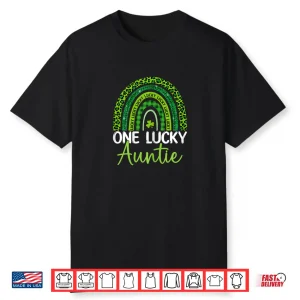 One Lucky Auntie Rainbow Leopard Saint Patrick’s Day Shirt