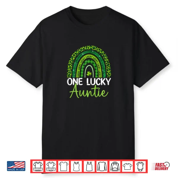 One Lucky Auntie Rainbow Leopard Saint Patrick’s Day Shirt