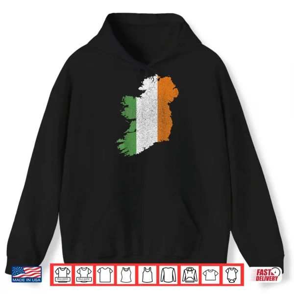 Hoodie Irish Flag and Map of Ireland St. Patricks Day Shirt