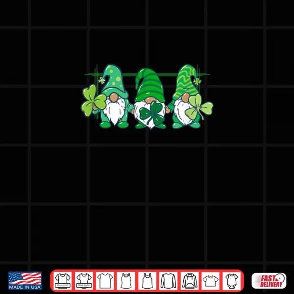Three Gnomes Holding Irish Clover Shamrock St Patrick's Day Shirt 4 Design Three Gnomes Holding Irish Clover Shamrock St Patricks Day Shirt