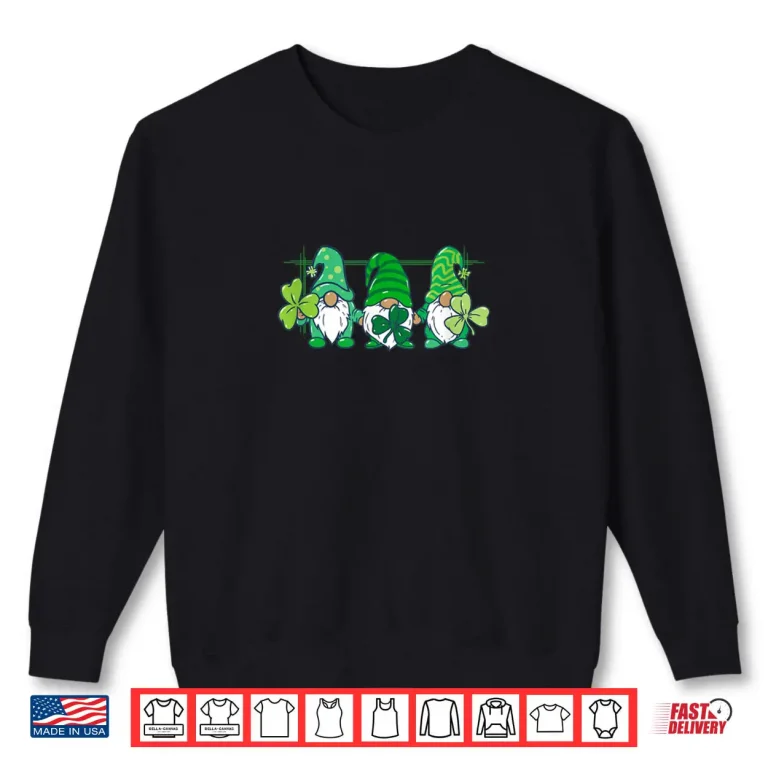 Sweatshirt Three Gnomes Holding Irish Clover Shamrock St Patricks Day Shirt
