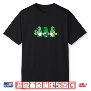 Three Gnomes Holding Irish Clover Shamrock St Patrick’s Day Shirt