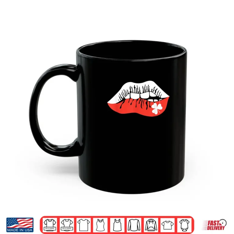 Mug Saint Patricks Day Graphic Lucky Four Leaf Clover Kiss Lips Shirt