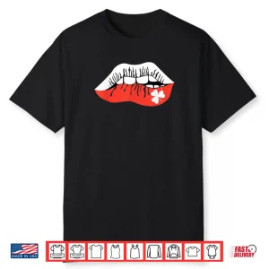 Saint Patrick’s Day Graphic Lucky Four Leaf Clover Kiss Lips Shirt