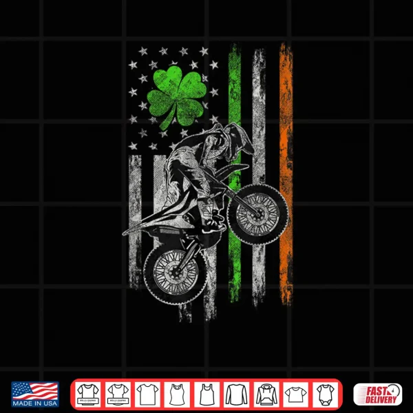Design Motocross American Irish Flag St Patricks Day Dirt Bike Shirt