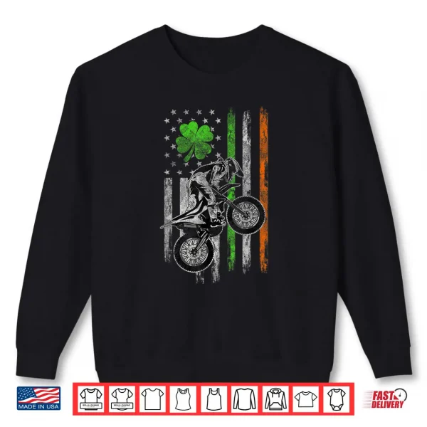 Sweatshirt Motocross American Irish Flag St Patricks Day Dirt Bike Shirt