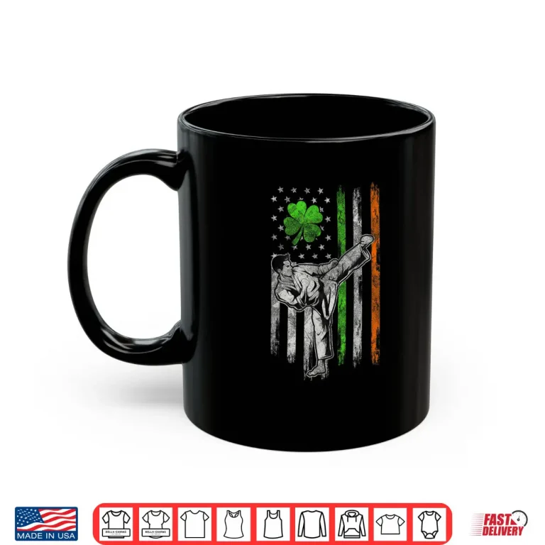 Mug Karate American Irish Flag St Patricks Day Shamrock Leaf Shirt
