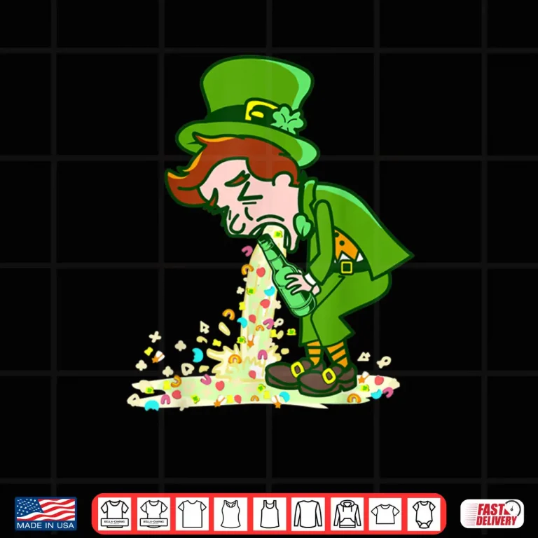 Design Funny St Patricks Day Puking Leprechaun Shirt Drinking Tee Shirt