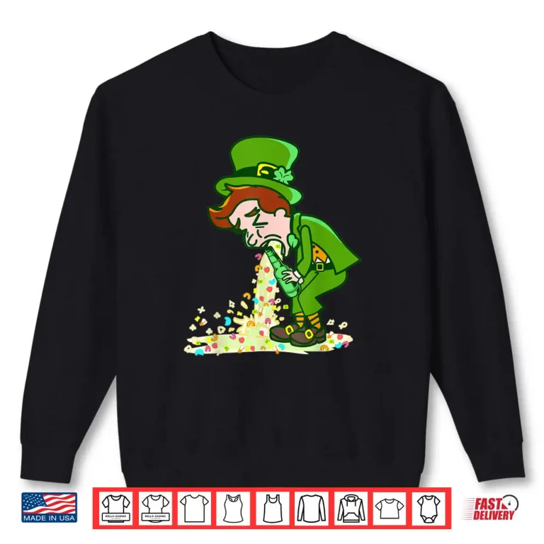 Sweatshirt Funny St Patricks Day Puking Leprechaun Shirt Drinking Tee Shirt