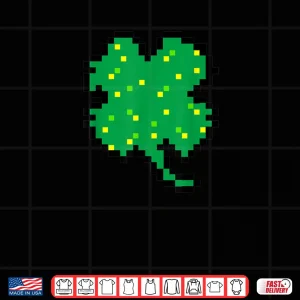 Design St Patricks Day Shirt Gamer Pixel Shamrock Funny Gifts Kids Shirt