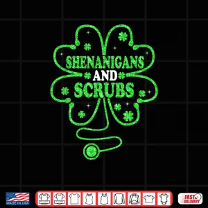 Shenanigans Scrubs Nurse Green Shamrock Saint Patrick's Day Shirt 4 Design Shenanigans Scrubs Nurse Green Shamrock Saint Patricks Day Shirt