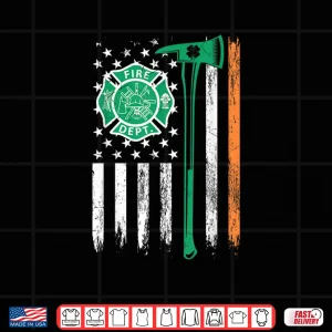Design Retro Firefighter Shamrocks USA Flag Axe St. Patricks Day Shirt