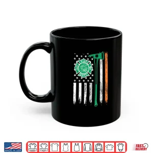 Mug Retro Firefighter Shamrocks USA Flag Axe St. Patricks Day Shirt