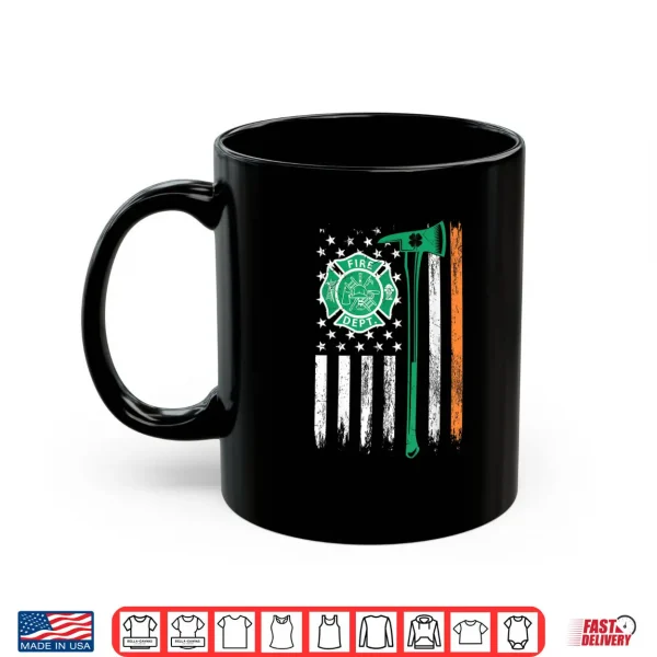 Mug Retro Firefighter Shamrocks USA Flag Axe St. Patricks Day Shirt