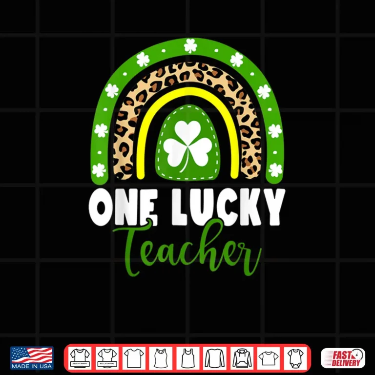 Design One Lucky Teacher Rainbow Teacher St Patricks Day Leopard Shirt