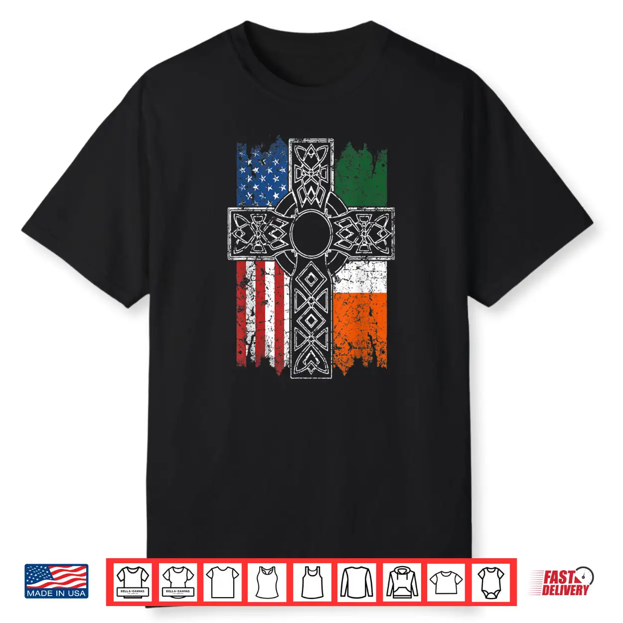 Irish American USA Flag Celtic Cross St Patrick’s Day Shirt Irish American USA Flag Celtic Cross St Patrick’s Day Shirt