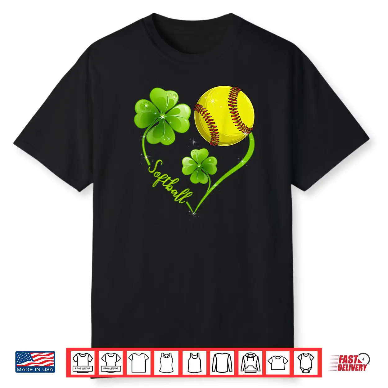 Funny Softball Lover Shamrock Clover Heart St Patrick’s Day Shirt Funny Softball Lover Shamrock Clover Heart St Patrick’s Day Shirt