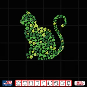 Design Cat Kitten Lucky Shamrock Clover St Patricks Day Shirt