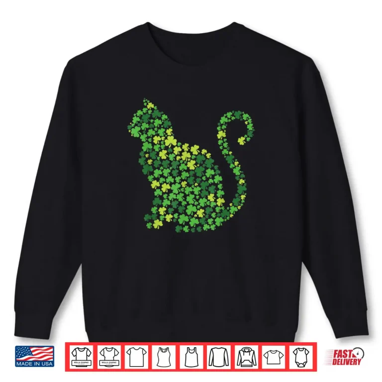 Sweatshirt Cat Kitten Lucky Shamrock Clover St Patricks Day Shirt