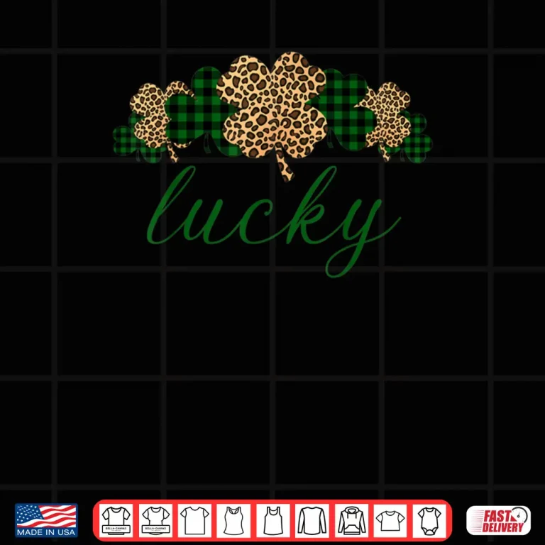 Design Buffalo Plaid Leopard Shamrock Clover Lucky St Patricks Day Shirt