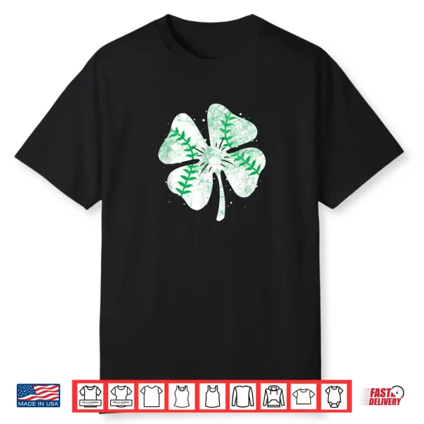 Baseball St Patricks Day Boys Men Catcher Pitcher Shamrock Shirt