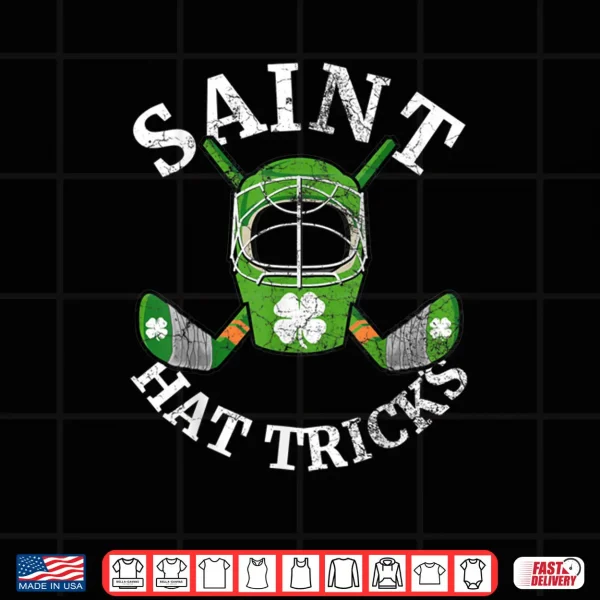 Design St. Patricks Day Saint Hat Tricks Hockey Shamrock Kids Boys Shirt
