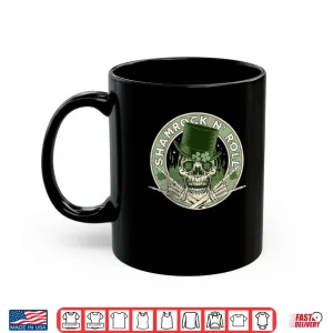 Mug Shamrock and Roll Rock and Roll Saint Patricks Day Skull Shirt