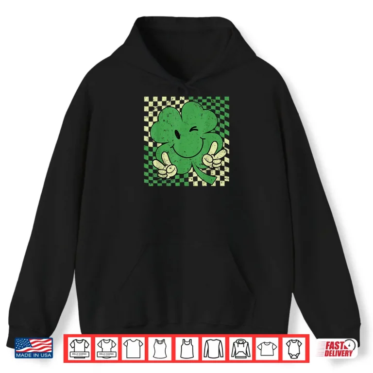 Hoodie Retro Groovy St Patricks Day Lucky Shamrock Funny Shirt