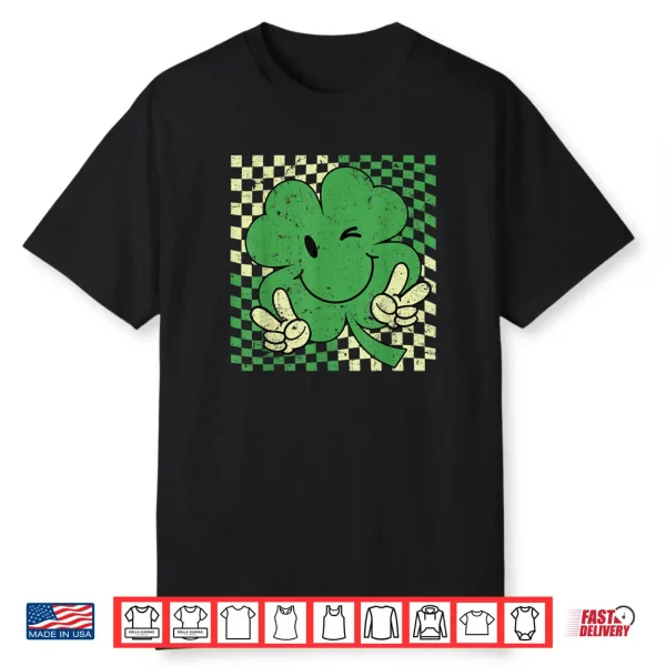 Retro Groovy St Patricks Day Lucky Shamrock Funny Shirt