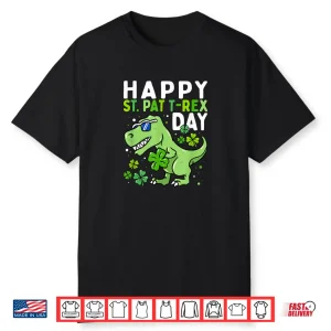 Kids Happy St Pat Trex Day Dino St Patricks Day Toddler Boys Shirt
