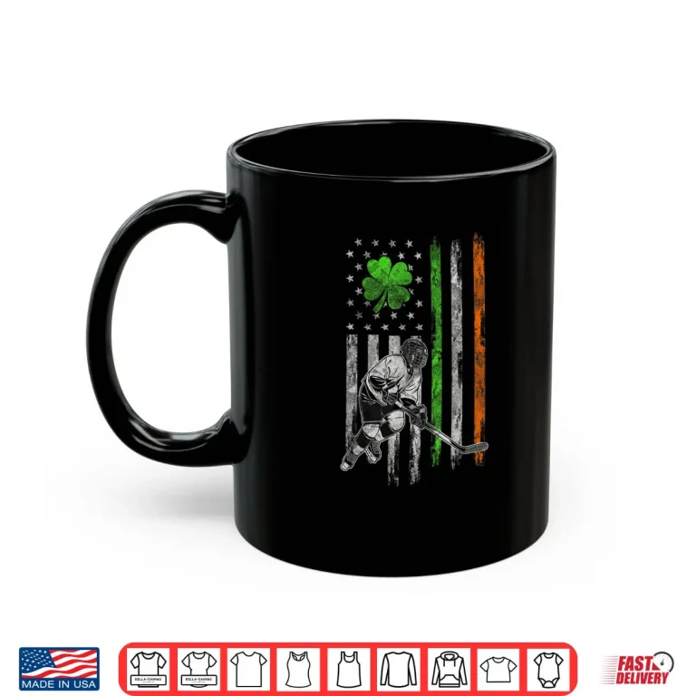 Mug Hockey American Irish Flag St Patricks Day Shamrock Leaf Shirt
