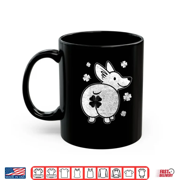 Mug Funny Corgi Dog Silhouette Shamrock Clover St Patricks Day Shirt
