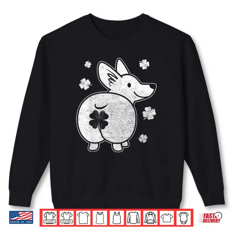 Sweatshirt Funny Corgi Dog Silhouette Shamrock Clover St Patricks Day Shirt