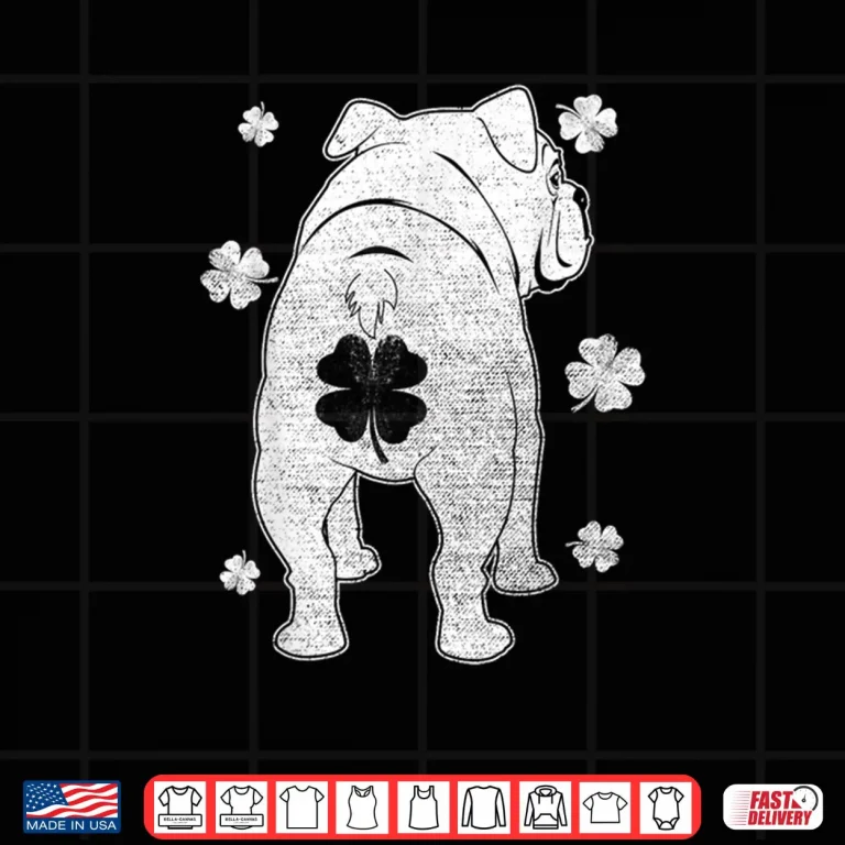 English Bulldog Dog Silhouette Shamrock St Patrick's Day Shirt 4 Design English Bulldog Dog Silhouette Shamrock St Patricks Day Shirt