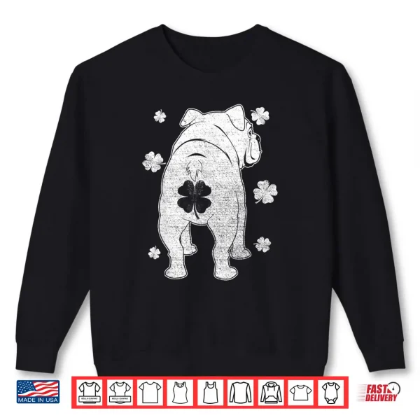 Sweatshirt English Bulldog Dog Silhouette Shamrock St Patricks Day Shirt