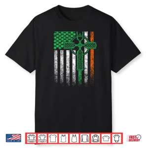 Celtic Cross Irish American Flag St. Patrick’s Day Shirt