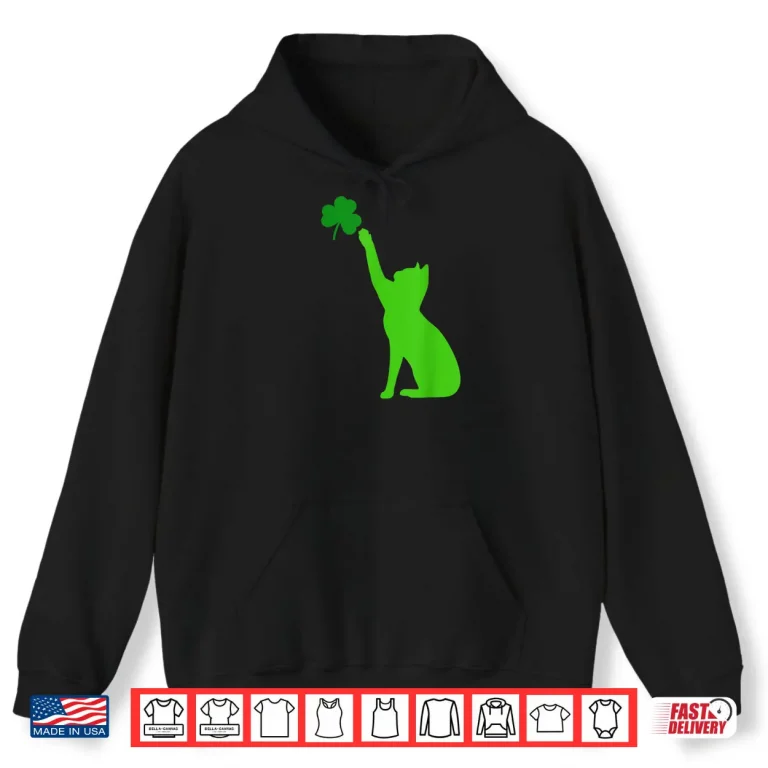 Hoodie Cat Shamrock Saint Patricks Day Shirt